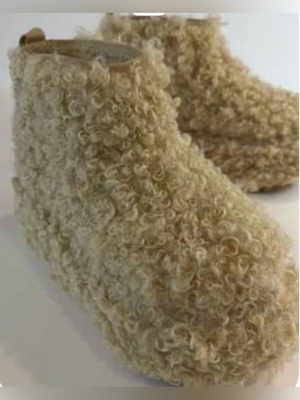 Sugar Thrillz Curly Faux Fur Platform Ankle Boots - Cream